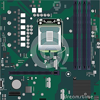 Realistic motherboard in vector Vector Illustration